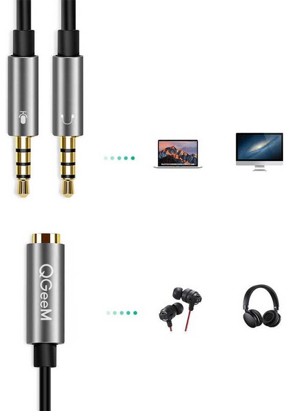 Kulaklık ve Mikrofonu Aynı Anda Kullanın 3.5mm Jack Ses ve Mikrofon Girişi Audio Çoğaltıcı Kablo