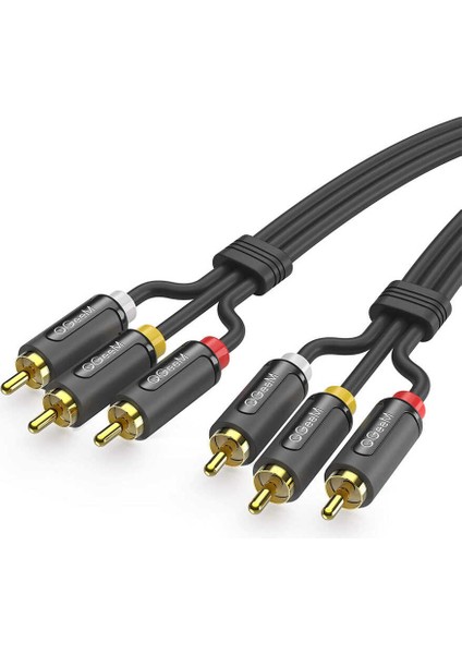 Bilgisayar ve Ses Sistemleri Için 3 Rca Jack Girişi ve Çıkışıyla Çok Yönlü 1.8 Metre Aux Ses Kablosu