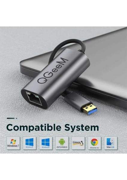 USB 'den RJ45 'e Hızlı Ethernet Dönüştürücü Kablosu 1000 Mbps Network Ağ Adaptörü Tak-Çalıştır Kablo