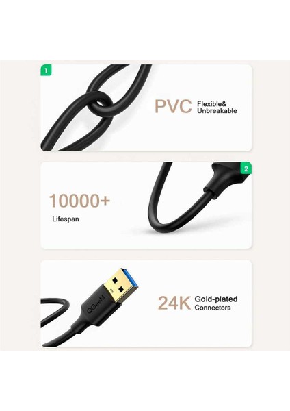 Laptop, Araba, Bilgisayar Için Uyumlu Iki Ucu USB Kablo Şarj Data Veri Aktarımı Kablosu (1.83METRE) fırsatları