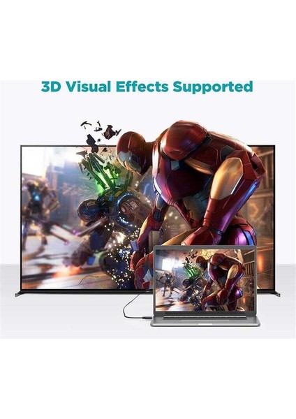 Iki Ucu HDMI Görüntü ve Ses Aktarım HDMI Kablo (0.91 Metre HDMI 2.0 Kablo 4K Video ve Ses Aktarımı)