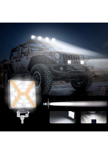 Kare Xlight Çalışma ve Off Road Lambası Beyaz 10.5 cm