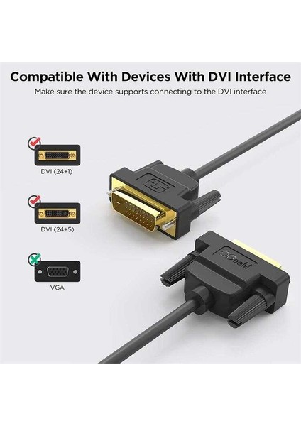 Profesyonel ve Gelişmiş Görüntü Aktarımı Için Uygun 1 Metre DVI Kablo Tüm DVI Portları ile Uyumlu