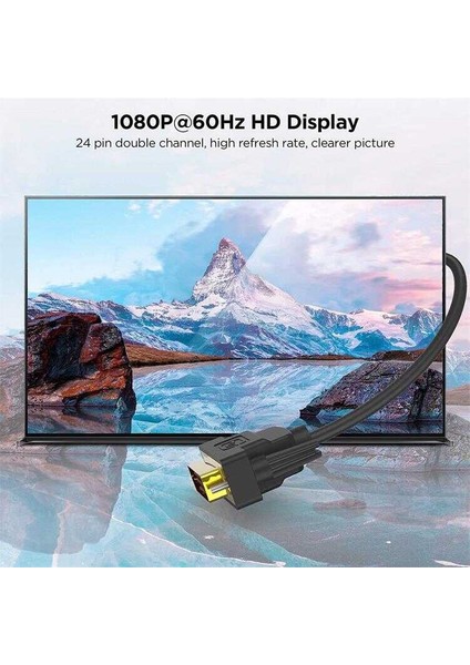 Profesyonel ve Gelişmiş Görüntü Aktarımı Için Uygun 1 Metre DVI Kablo Tüm DVI Portları ile Uyumlu