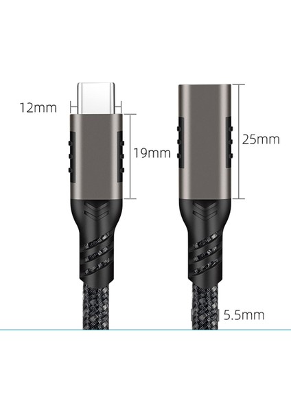 Monitörler ve Laptoplarla Uyumlu Iki Ucu Type-C Thunderbolt 3 100W 20GBPS 4K@60Hz 1 Metre Kablo