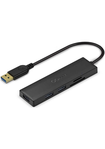 Küçük ve Güçlü USB Hub Çoklayıcı Dönüştürücü (3x USB 3.0, Sd Kart Desteği, 5 Gbps Hız, 80 cm Kablo)