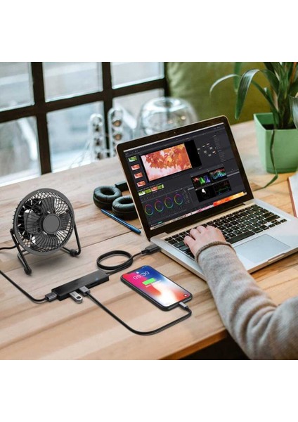 Küçük ve Güçlü USB Hub Çoklayıcı Dönüştürücü (3x USB 3.0, Sd Kart Desteği, 5 Gbps Hız, 80 cm Kablo)