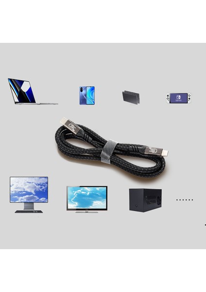 Thunderbolt 3, Usb-C, Displayport Uyumlu Iki Ucu Type-C Usb4 Pd Data Kablosu (1.2 METRE-240W-40GBPS)