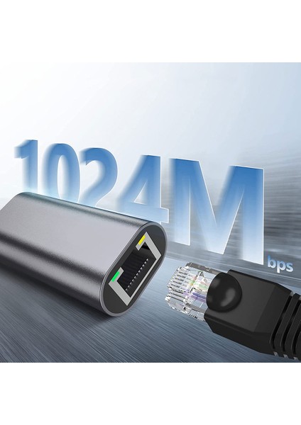 Bir Ucu Type-C Diğer Ucu Hızlı Internet Ethernet Dönüştürücü RJ45 Kablo (1024MBPS 22CM) Ultra Hızlı