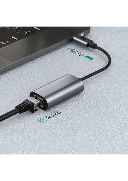Bir Ucu Usb-A Diğer Ucu USB 3.0 Hızlı Internet Ethernet Dönüştürücü RJ45 Kablo (1000MBPS 22CM)