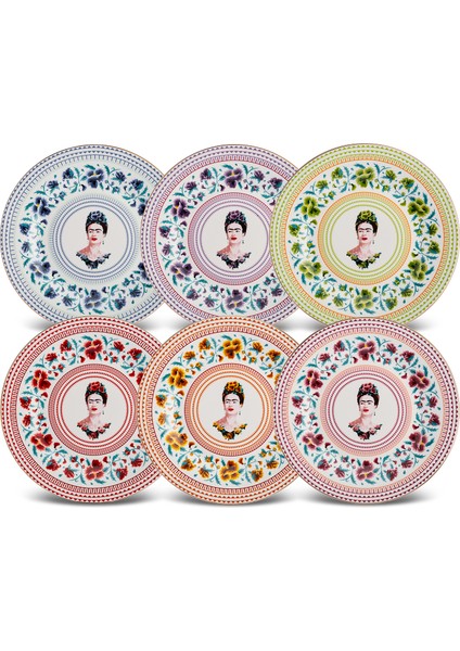 Frida Kahlo 6 Parça Porselen Pasta Seti 19 cm