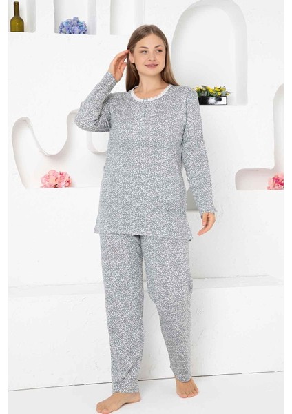 Çiçek Desenli Beden Pijama Takımı 2756Uk