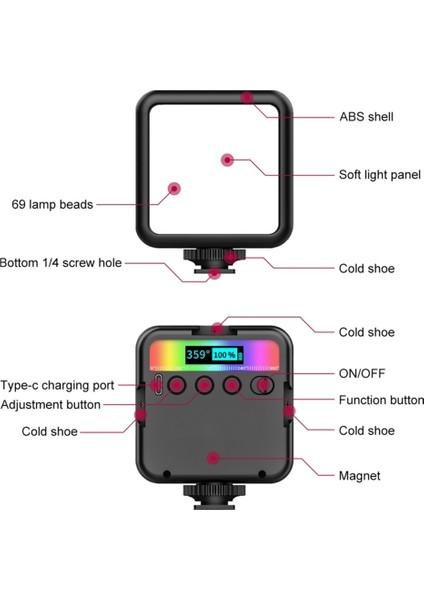 Rgb LED Dolgu Işığı Video Konferans Dolgu Işığı Cep Işığı LED Vlog Tam Renkli Dolgu Işığı Slr Fotoğrafçılık Dolgu Işığı (Yurt Dışından)