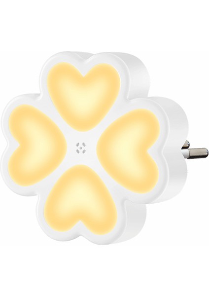 4 Yapraklı Gece Lambası LED Plug-In Gece Lambası Çocuk Odası Yatak Odası Hemşirelik Koridor Merdivenleri (0.7W Sıcak Işık) (Ab Tak) (Yurt Dışından)