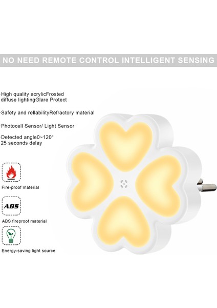 4 Yapraklı Gece Lambası LED Plug-In Gece Lambası Çocuk Odası Yatak Odası Hemşirelik Koridor Merdivenleri (0.7W Sıcak Işık) (Ab Tak) (Yurt Dışından) fiyatları