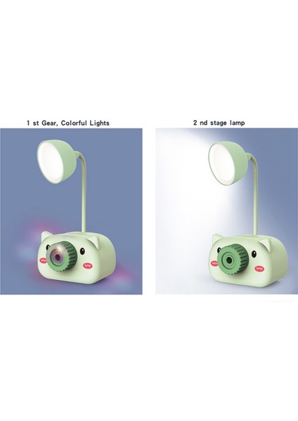LED USB Şarj Edilebilir Masa Masa Lambası Kalemtıraş ile Sevimli Karikatür Kalem Tutucu Esnek Boyun Göz Bakım Gece Lambası (Yurt Dışından)