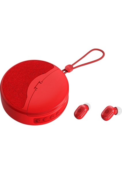 Mini Kablosuz Bluetooth Hoparlör 2'si 1 Arada Kulaklık Tws Subwoofer Stereo Eller Serbest Çok Fonksiyonlu / Tf Kart / Fm (Kırmızı) (Yurt Dışından)