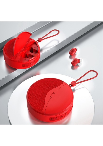 Mini Kablosuz Bluetooth Hoparlör 2'si 1 Arada Kulaklık Tws Subwoofer Stereo Eller Serbest Çok Fonksiyonlu / Tf Kart / Fm (Kırmızı) (Yurt Dışından) fiyatları
