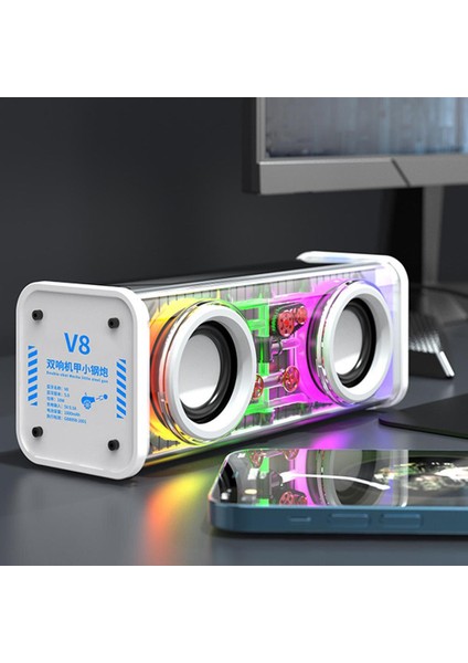 Şeffaf Bluetooth Hoparlörler Rgb Işık Kablosuz Açık Hava Sporları Bluetooth Ses Tws Subwoofer Hoparlör-Beyaz (Yurt Dışından) indirimleri