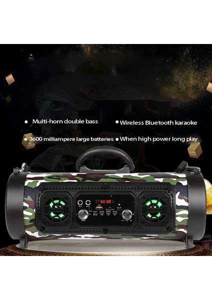 Çok Fonksiyonlu Bluetooth Dış Mekan Taşınabilir Hoparlör 20W Subwoofer Dış Mekan Partileri Için Uygun Yeşil (Yurt Dışından)