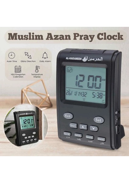Dijital Çalar Saat Cami Islam Müslüman Namaz Vakitleri Ezan Masa Masa Saati Takvim Alarm LCD Ekran Ev Dekorasyon (Yurt Dışından)