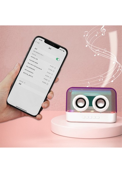 Renkli Işıklar Kablosuz Bluetooth Hoparlör Sırlı Renkli Çok Fonksiyonlu Subwoofer Masaüstü Ses Seviyesi Takılabilir Hoparlör, Beyaz (Yurt Dışından) fiyatları
