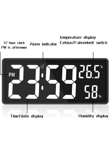 LED Dijital Duvar Saati, Rakam Göstergesi, Iç Mekan Sıcaklık ve Nem, Çiftlik Evi, Ev, Sınıf, Ofis Için Beyaz (Yurt Dışından) indirimleri