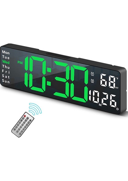 13 Inç Ekran LED Dijital Duvar Saati Uzaktan Kumanda Masa Çalar Saat Tarih Hafta Zamanlayıcı Otomatik Dimmer Saat-A (Yurt Dışından)