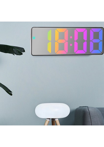 Dijital Çalar Saat Renkli LED Ekran Modern Masaüstü Saati Ev Için LED Saatler (Siyah Kabuk Siyah C Modeli) (Yurt Dışından)