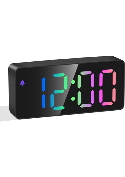 Gökkuşağı Renkli LED Dijital Çalar Saat, Erteleme, Ayarlanabilir Ses Seviyesi, Kolay Kullanım, Yatak Odası Için Çıkış Gücü, Masa, Siyah (Yurt Dışından)