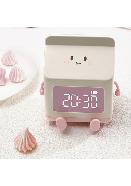 Süt Karton Çalar Saat Rüzgar Süt Karton Elektronik LED Akıllı Saat Yatak Odası Başucu Yurdu Öğrenci Saat Pembe (Yurt Dışından)
