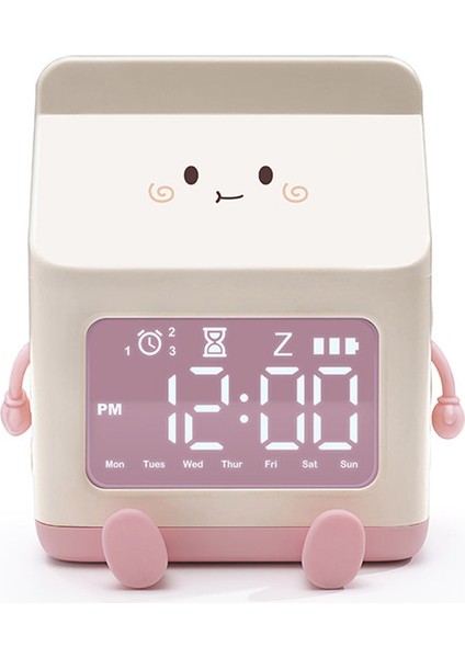 Süt Karton Çalar Saat Rüzgar Süt Karton Elektronik LED Akıllı Saat Yatak Odası Başucu Yurdu Öğrenci Saat Pembe (Yurt Dışından)