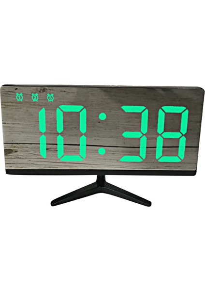LED Dijital Çocuk Elektronik Çalar Saat Ayna Sıcaklık Saati Erteleme Fonksiyonlu Masa Saati Yeşil Işık (Yurt Dışından)