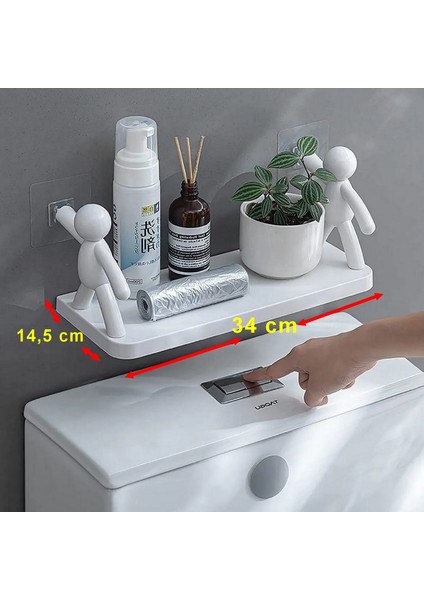 Büyük Boy Yapıskanlı Çöp Adam Şeklinde Organizer Duvar Raf Banyo Rafı Duvar Rafı Mutfak Rafı Baharat