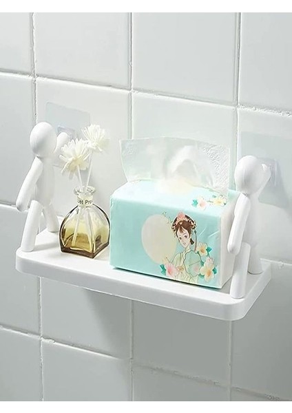 Büyük Boy Yapıskanlı Çöp Adam Şeklinde Organizer Duvar Raf Banyo Rafı Duvar Rafı Mutfak Rafı Baharat