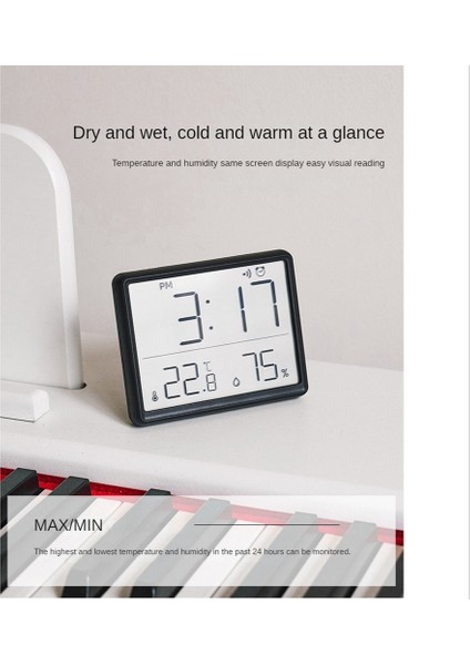 Ev Ofis Bebek Odası Beyaz Için Saat Nem Monitörü Zamanlayıcı Alarmı ile Dijital Higrometre Termometre (Yurt Dışından) modelleri