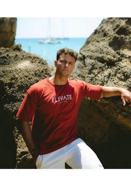Elevate Oversize Bordo Renk T-Shirt
