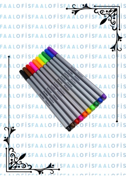 Fineliner Keçeli Kalem 10 Renk Kaliteli Malzeme Ince Uç