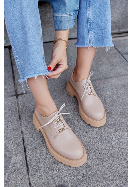 Pavia Nude Deri Bağcıklı Kadın Loafer fiyatları