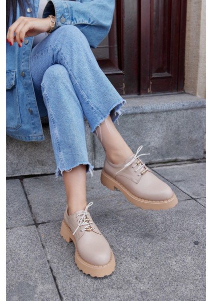 Pavia Nude Deri Bağcıklı Kadın Loafer fırsatları