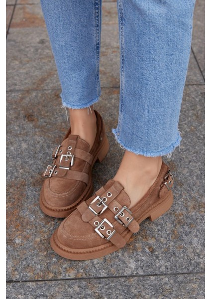 Ophelia Taba Süet Tokalı Kadın Loafer