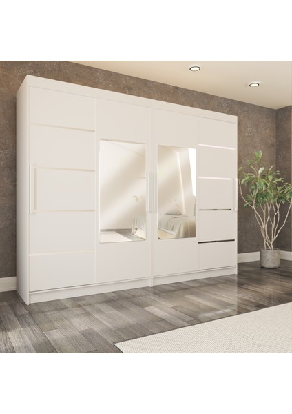 Yılwood Sürgülü Gardırop Dört Kapaklı 320/210 cm (PARLAK BEYAZ) modelleri