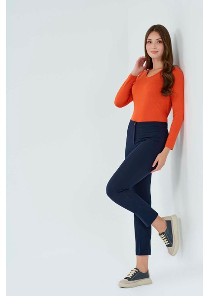 Tolga Saraçoğlu Kadın Dar Paça Bilek Boy Ofis Pantolon 30020 Lacivert modelleri