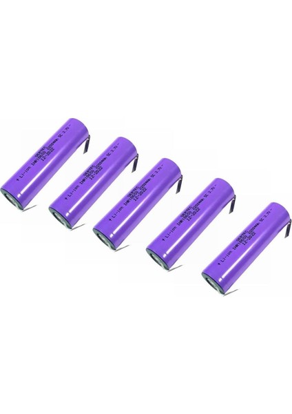 18650 Şarjlı Pil 3.7V 2200MAH 5c Li-Ion Puntolu Mor - 5ADET