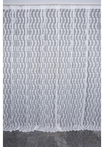 Kdk 1045 Desen Kırık Beyaz Renk Tek Kanat Hazır Dikilmiş Pileli Fon Perde 300*260 cm