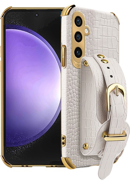 Samsung Galaxy S23 Fe Kılıf Bilekliği Pu Deri+Tpu 6d Elektraplatma Telefon Kapağı (Yurt Dışından)