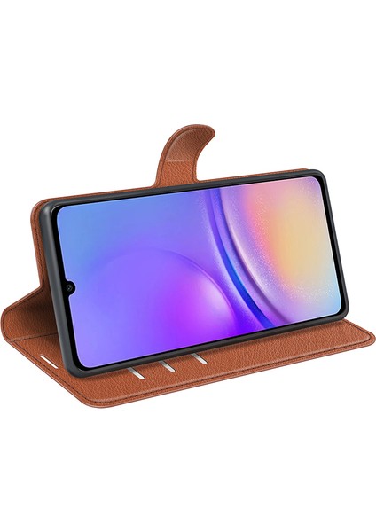 Samsung Galaxy A05 4g Kılıf Litchi Doku Katlama Standı Deri Telefon Kabuğu (Yurt Dışından)