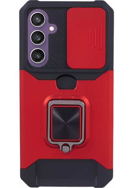 Samsung Galaxy S23 Fe Kılıf Slayt Lens Kapağı Kickstand Telefon Kapağı Kart Tutucusu ile (Yurt Dışından)