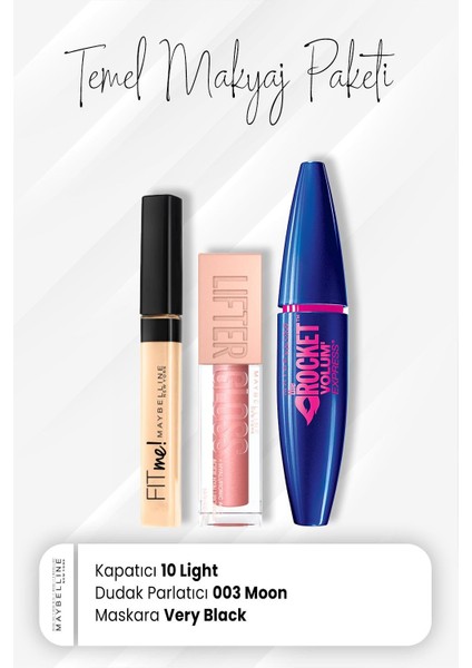 Fit Me Kapatıcı 10, Rocket Maskara Very Black Ve Dudak Parlatıcı 003 Moon