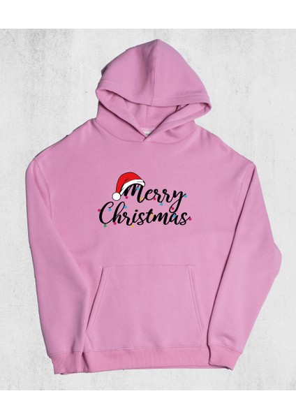 Unisex Oversize Merry Christmas Kapüşonlu Sweatshirt